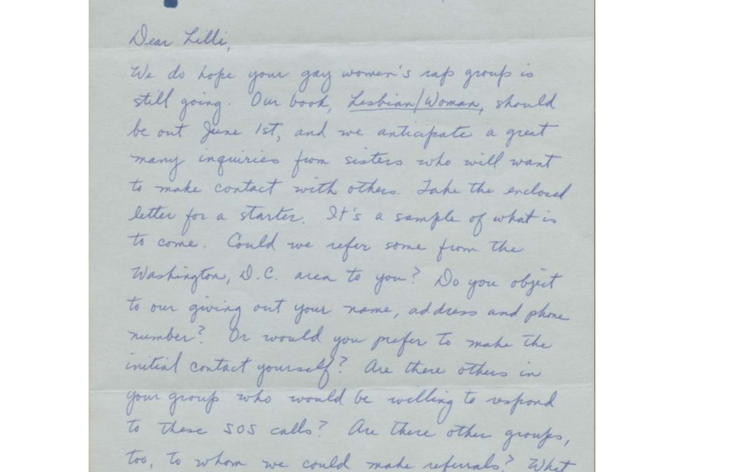 Exchange of letters with Del Martin, March 1, 1972