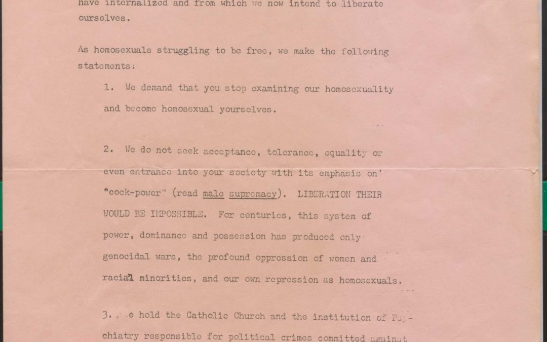 Gay Liberation Front Flyer