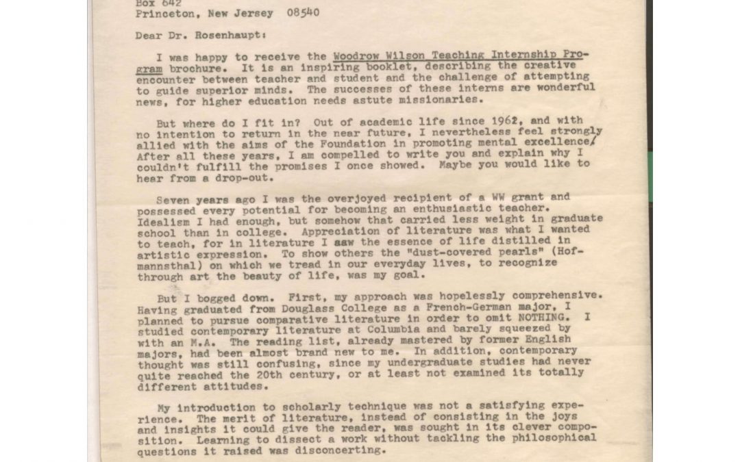 Letter to Dr. Hans Rosenhaupt